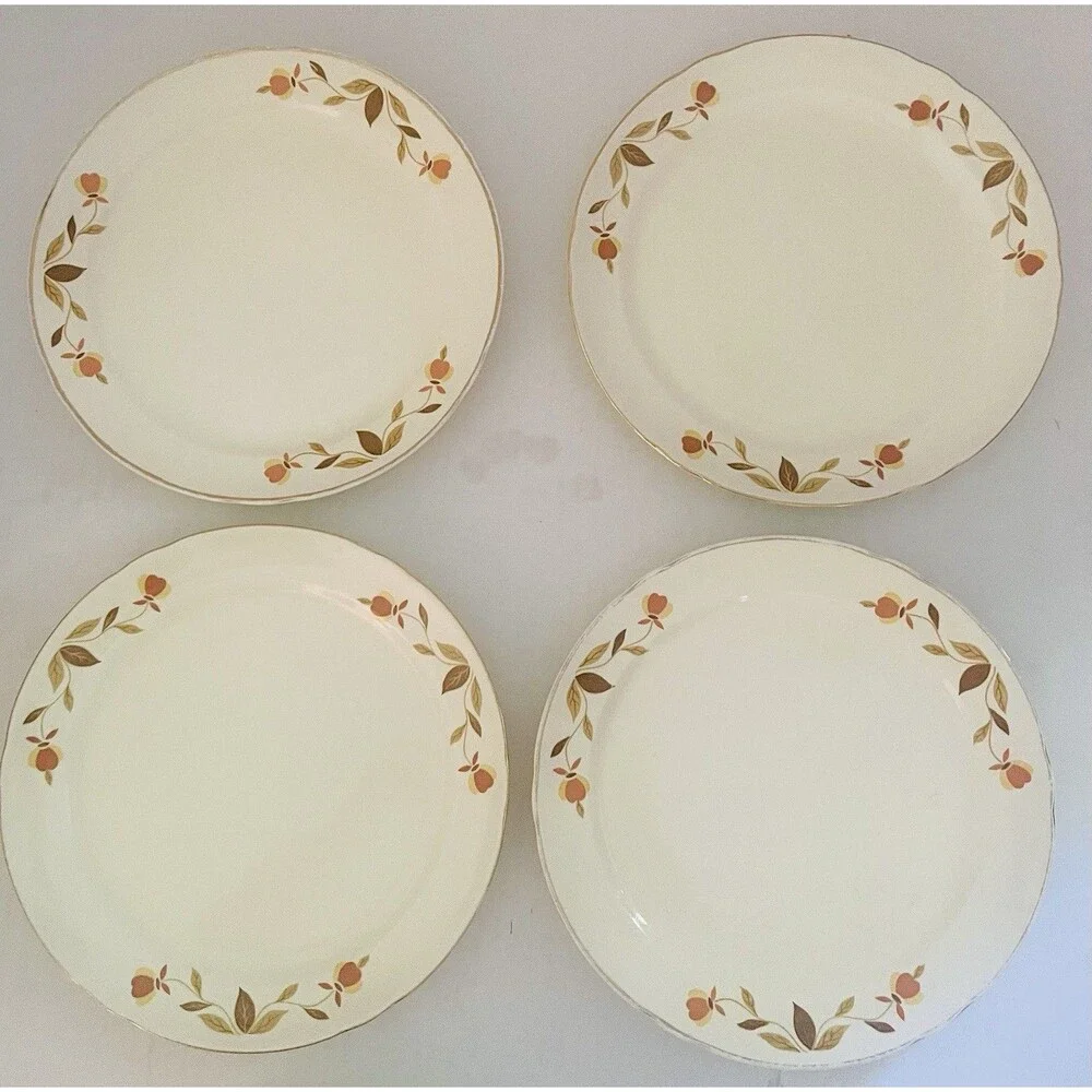 Set Of 6 Vintage Hall’s Superior 9” Dinner Plates Autumn Fall 1950s USA